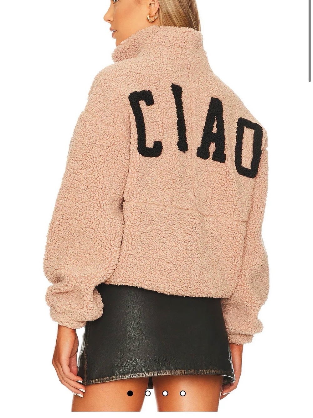 LPA Pink Teddy Sherpa Jacket with 'CIAO' Back